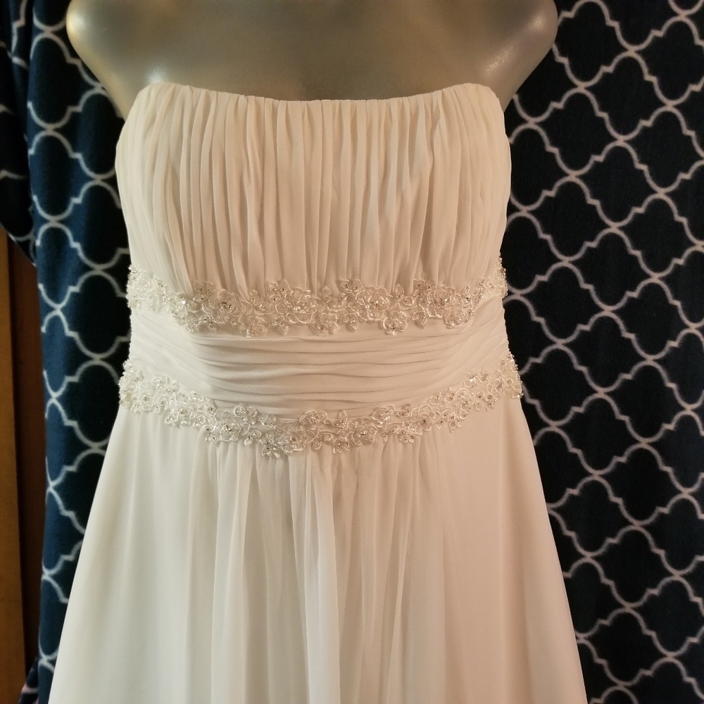 Soft Chiffon Wedding Dress with Beaded Lace Detail